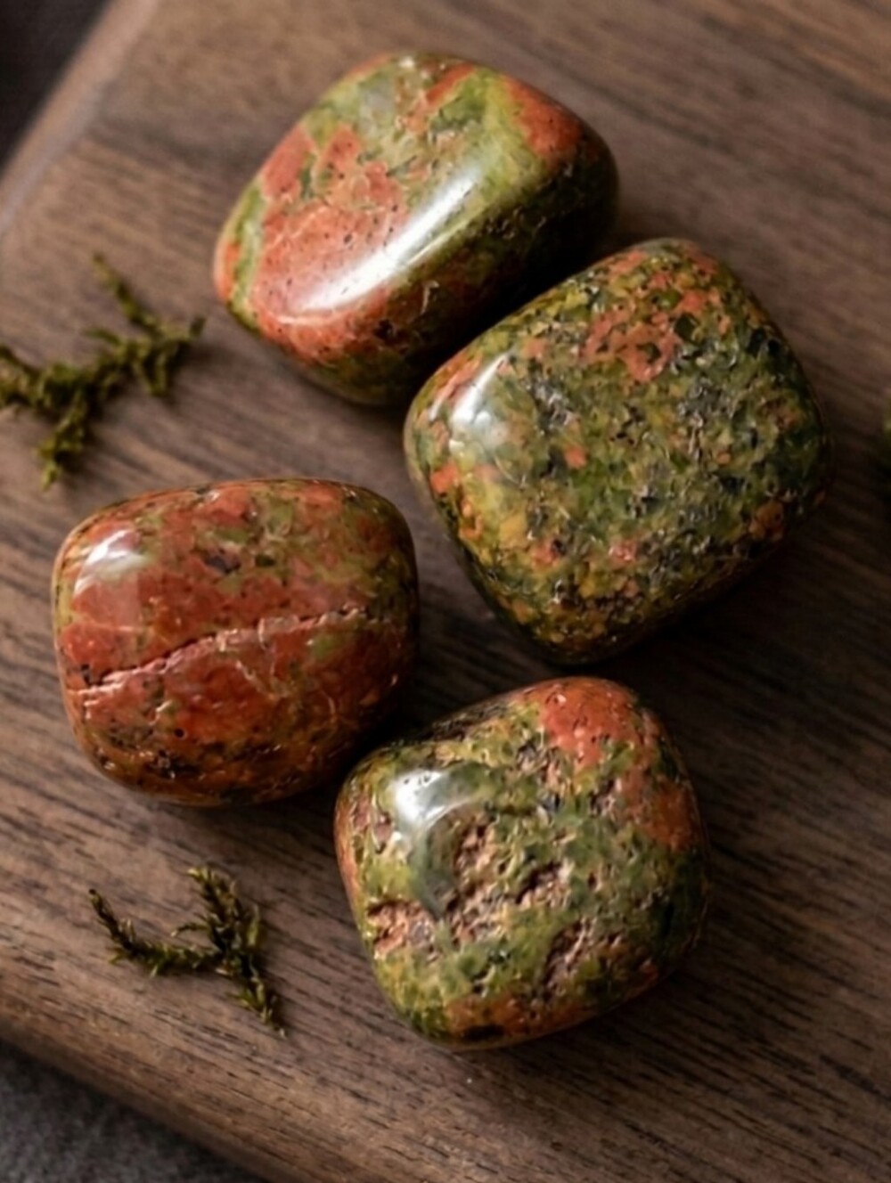 Polished Unakite Tumbled Stones - Set of 4 Crystals